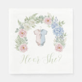He or She? Botanical Gender Reveal Napkin Servet (Voorkant)