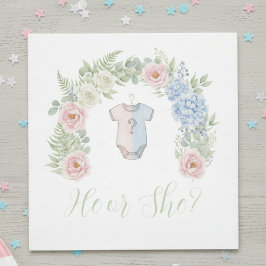 He or She? Botanical Gender Reveal Napkin Servet