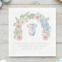 He or She? Botanical Gender Reveal Napkin