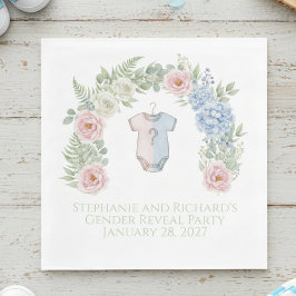 He or She? Botanical Gender Reveal Napkin Servet