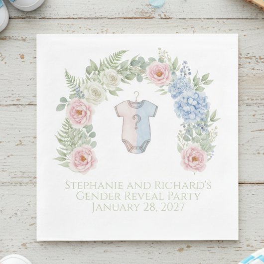 He or She? Botanical Gender Reveal Napkin Servet