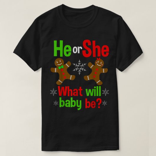 He or She | Christmas Gender Reveal Design T-shirt (Design voorkant)