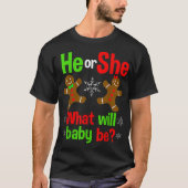 He or She | Christmas Gender Reveal Design T-shirt (Voorkant)