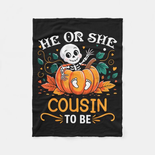 He Or She Cousin To Be Halloween Skeleton Baby Rev Fleece Deken (Voorkant)