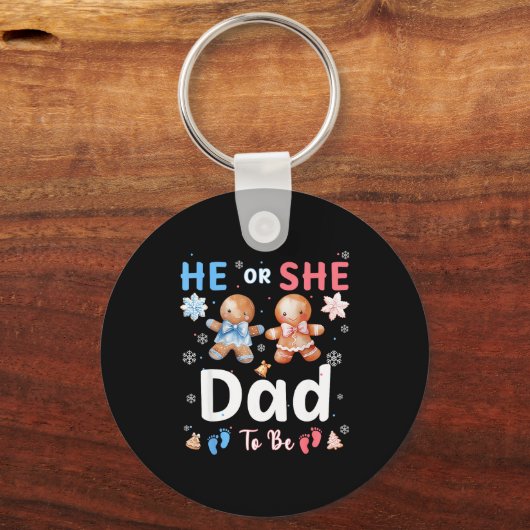 He Or She Dad To Be Christmas Gingerbread Gender R Sleutelhanger (Voorkant)