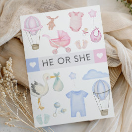 He or She Gender Reveal Party - He or She Shower  Kaart