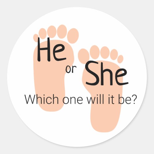 He or She Gender Reveal Ronde Sticker (Voorkant)
