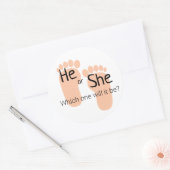 He or She Gender Reveal Ronde Sticker (Envelop)