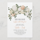 He or She Greenery Balloon Garland Gender Reveal Kaart (Voorkant)