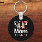 He Or She Mom To Be Christmas Gingerbread Gender R Sleutelhanger (Voorkant)