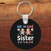 He Or She Sister To Be Christmas Gingerbread Gende Sleutelhanger (Voorkant)