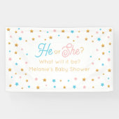 He or She Stars Gender Reveal backdrop Spandoek (Horizontaal)