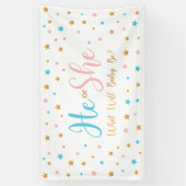 He or She Stars Gender Reveal banner sign  (Verticaal)