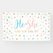 He or She Stars Gender Reveal banner sign  (Horizontaal)