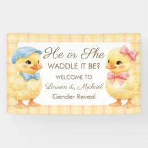 He or She WADDLE IT BE? Gender Reveal banner