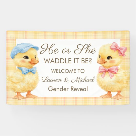 He or She WADDLE IT BE? Gender Reveal banner (Horizontaal)