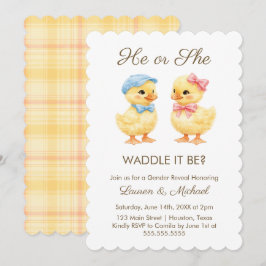 He or She WADDLE IT BE? Gender Reveal Invitation Kaart
