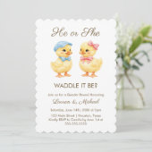 He or She WADDLE IT BE? Gender Reveal Invitation Kaart (Staand voorkant)