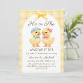 He or She WADDLE IT BE? Gender Reveal Invitation Kaart (Staand voorkant)