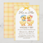 He or She WADDLE IT BE? Gender Reveal Invitation Kaart (Voorkant / Achterkant)
