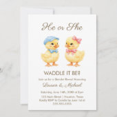 He or She WADDLE IT BE? Gender Reveal Invitation Kaart (Voorkant)