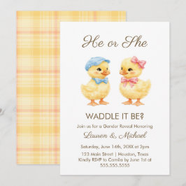 He or She WADDLE IT BE? Gender Reveal Invitation Kaart