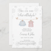 He or She What Will Baby Be Invitation Kaart (Voorkant / Achterkant)