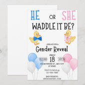 He or She who will it be? Gender reveal Invitation Kaart (Voorkant / Achterkant)