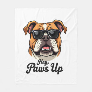 Hé Paws Up Vintage Bulldog met Zonnebril Grappig  Fleece Deken