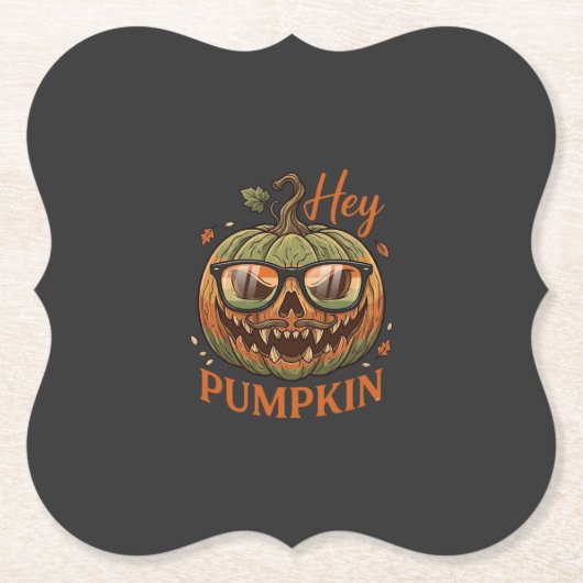 Hé Pompoen Halloween Jack Lantern Bril Snor Kartonnen Onderzetters (Voorkant)
