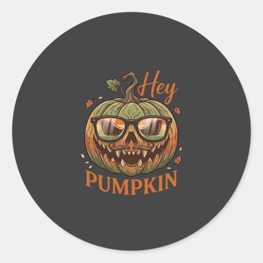 Hé Pompoen Halloween Jack Lantern Bril Snor Ronde Sticker (Voorkant)