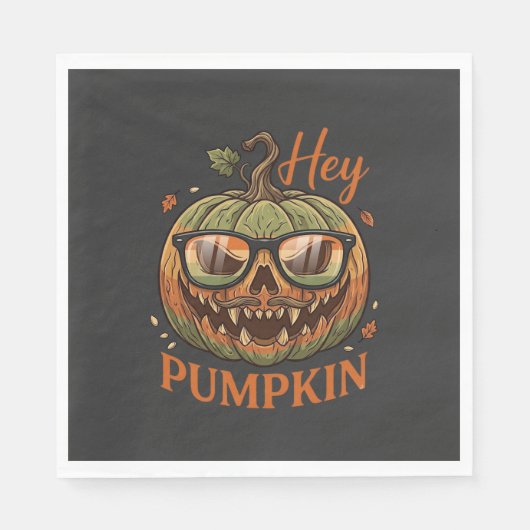 Hé Pompoen Halloween Jack Lantern Bril Snor Servet (Voorkant)