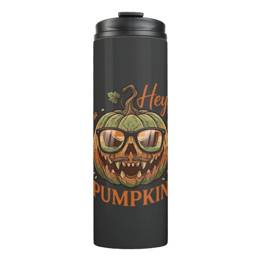 Hé Pompoen Halloween Jack Lantern Bril Snor Thermosbeker (Voorkant)