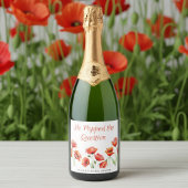He Popped the Question Poppy Flower Bridal Shower Sparkling Wijnetiket