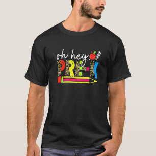 Hé Prek Leopard Vintage Terug naar school Eerste d T-shirt