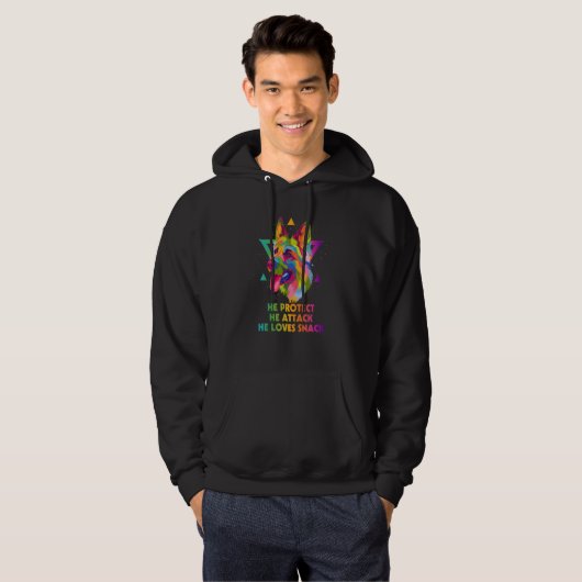 He Protect He Attack He Loves Snack German Shepher Hoodie (Voorkant volledig)