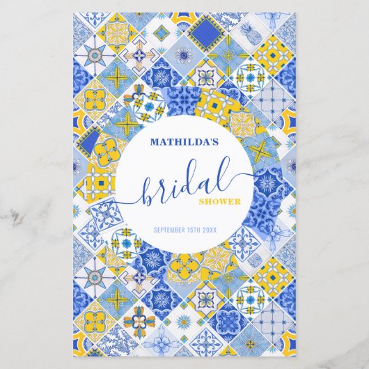 He Said She Said Blue Tiles Bridal Shower Game (Achterkant)