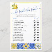 He Said She Said Blue Tiles Bridal Shower Game (Voorkant)