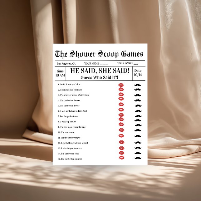 He said She said Bridal Shower Game  (Creator heeft geüpload)