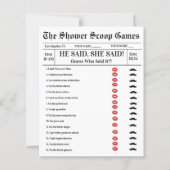 He said She said Bridal Shower Game  (Voorkant)