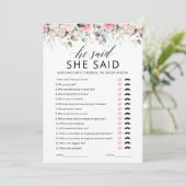 He Said She Said Bruiloft Spel Kaart (Staand voorkant)
