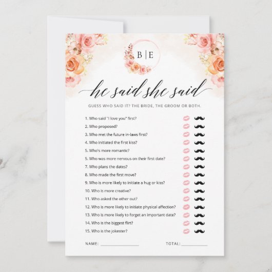 He Said She Said Game Greenery Bridal Shower Card Kaart (Voorkant)