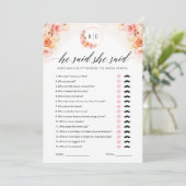 He Said She Said Game Greenery Bridal Shower Card Kaart (Staand voorkant)