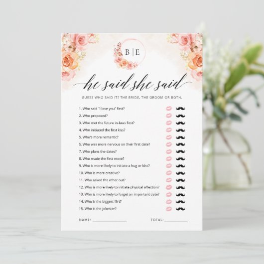 He Said She Said Game Greenery Bridal Shower Card Kaart (Staand voorkant)