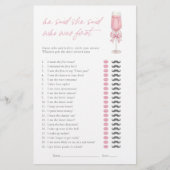 He Said She Said Pink Bow Champagne Bridal Game (Voorkant)