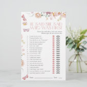 He Said She Said Pink Floral Bridal Shower Game (Staand voorkant)