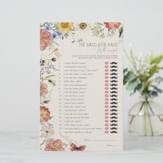 He Said She Said Pressed Wildflower Shower Game (Staand voorkant)