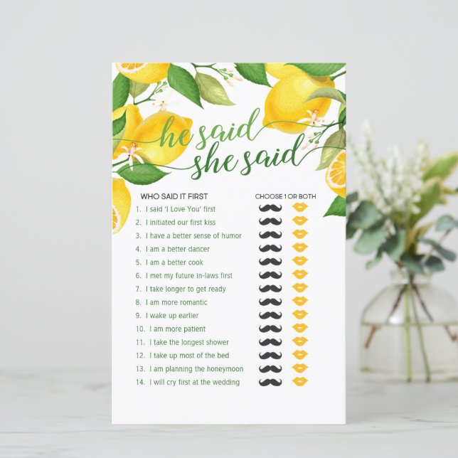 He Said She Said Spel - Citroen (Staand voorkant)