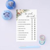 He Said She Said Winter Bridal Shower Game Card Flyer (Enkel)
