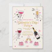 Hé schat Galentines-feest wijn cake Kaart (Voorkant)
